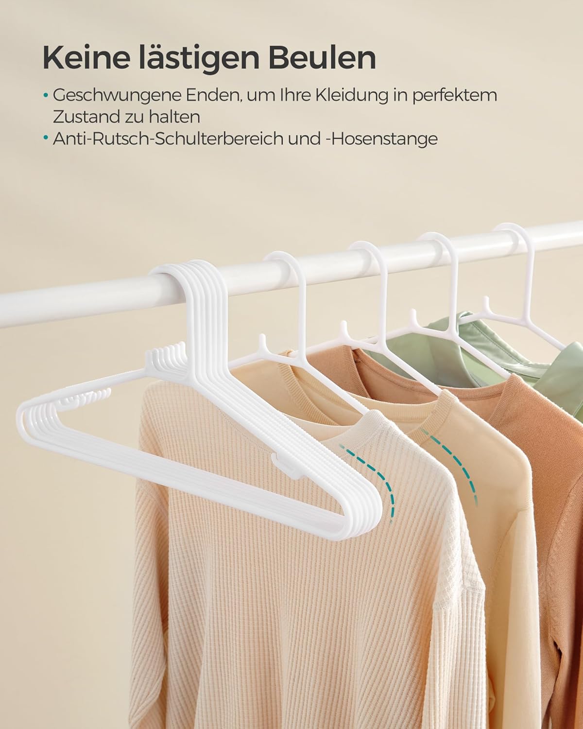 30er-Set Kunststoff-Kleiderbügel, Weiß 30