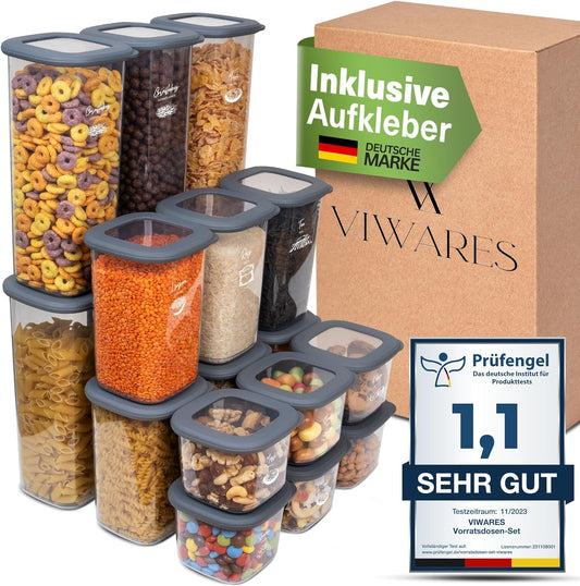 18-teiliges Vorratsbehälter-Set, 18er Mix Set Grau
