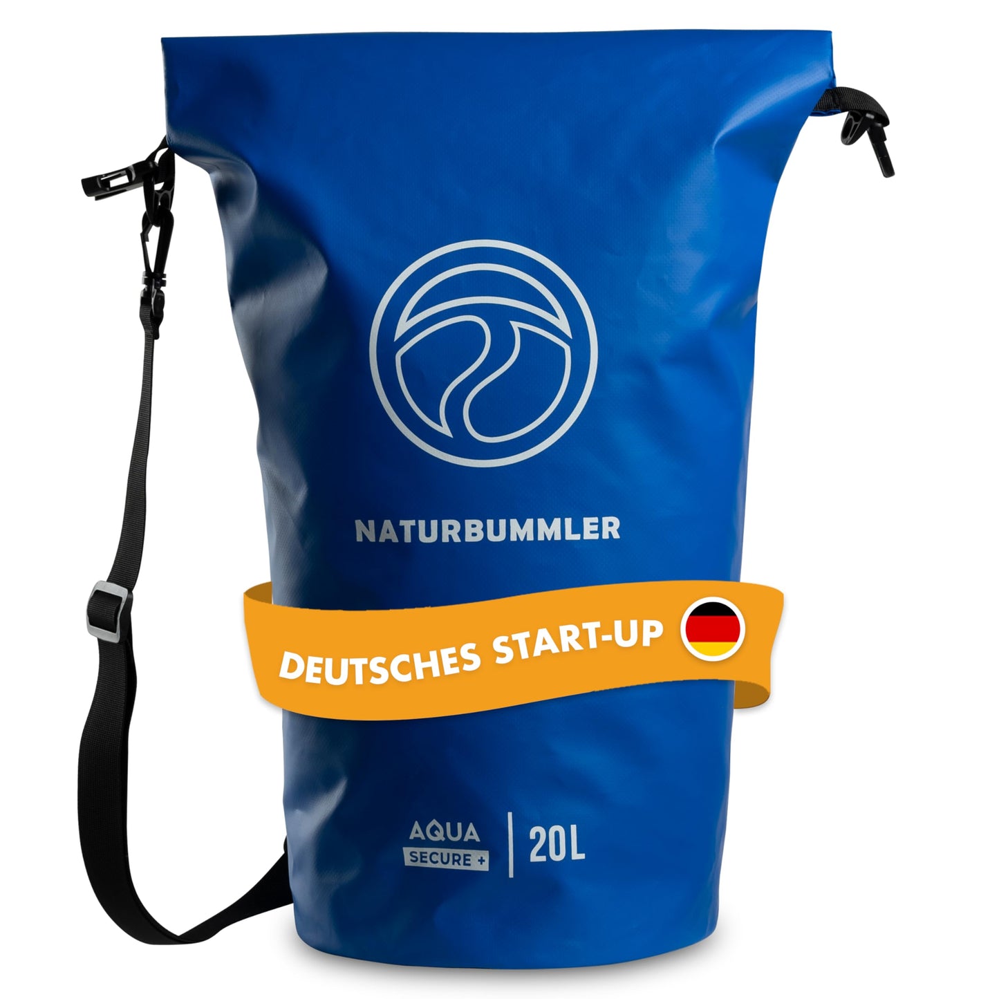 Wasserdichte Dry Bag mit Rucksackfunktion, 20 Liter Marineblau