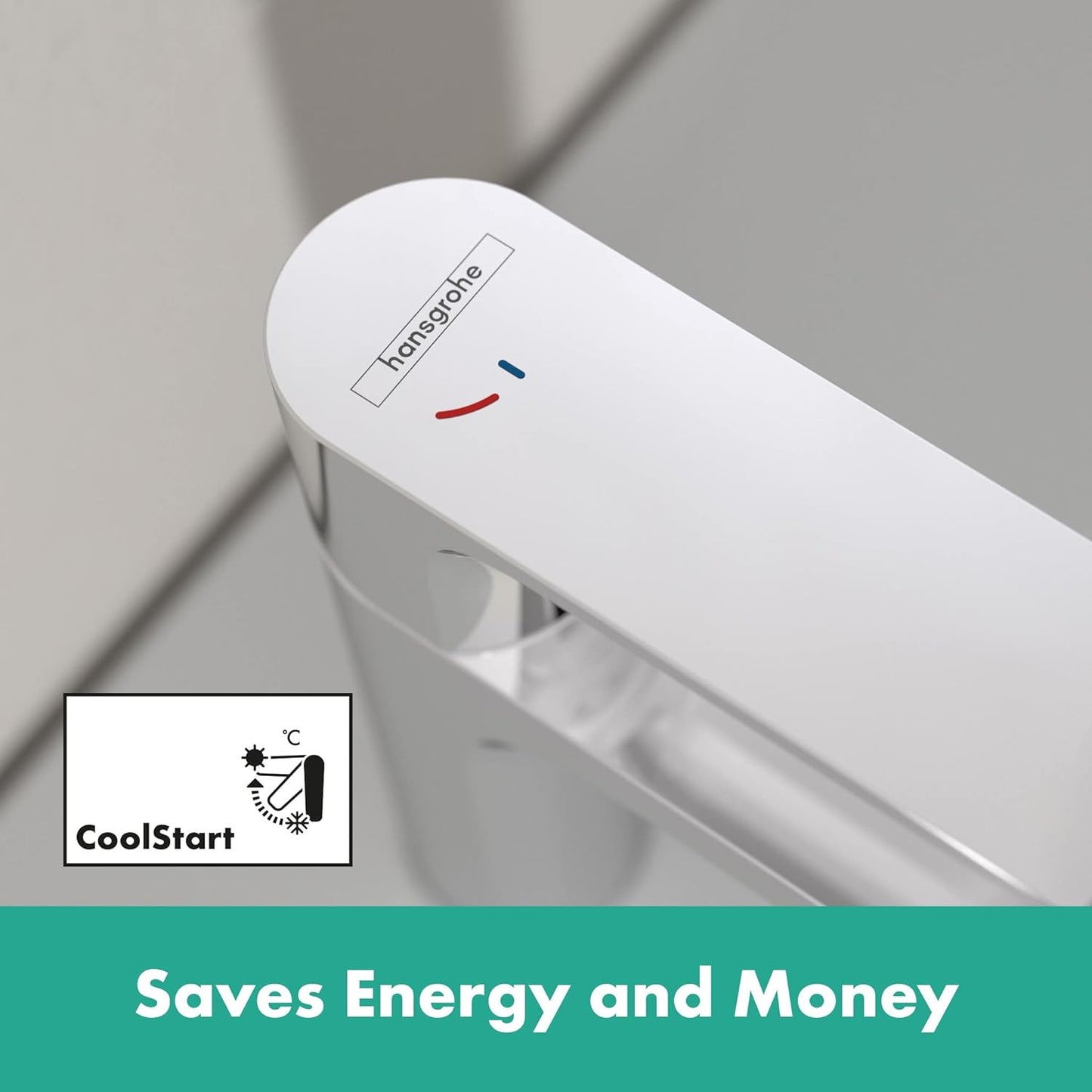 Rebris E Einhebel-Waschtischarmatur 80 CoolStart mit Zugstangen-Ablaufgarnitur, Auslaufhöhe 80mm|mit Zugstangen-Ablauf / energiesparend|Chrom
