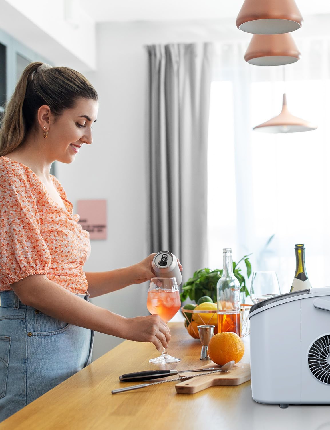 Eiswürfelmaschine LifeGoods für Crushed Ice und Würfel, Weiß