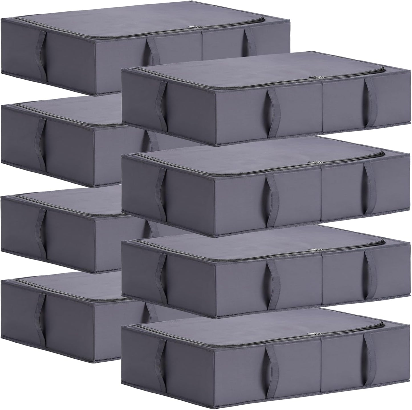 8-teiliges Unterbett Aufbewahrungsbox-Set, 70x42x18 cm, Dunkelgrau Groß 8er-Pack