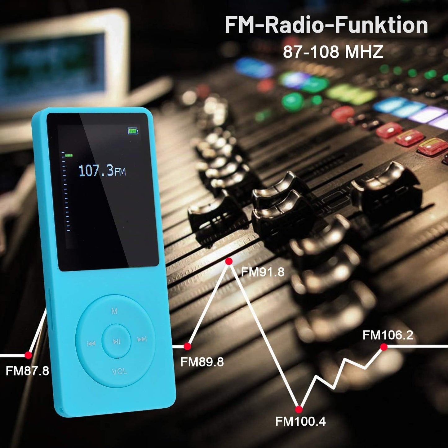 Tragbarer MP3-Player, 8G, Hellblau