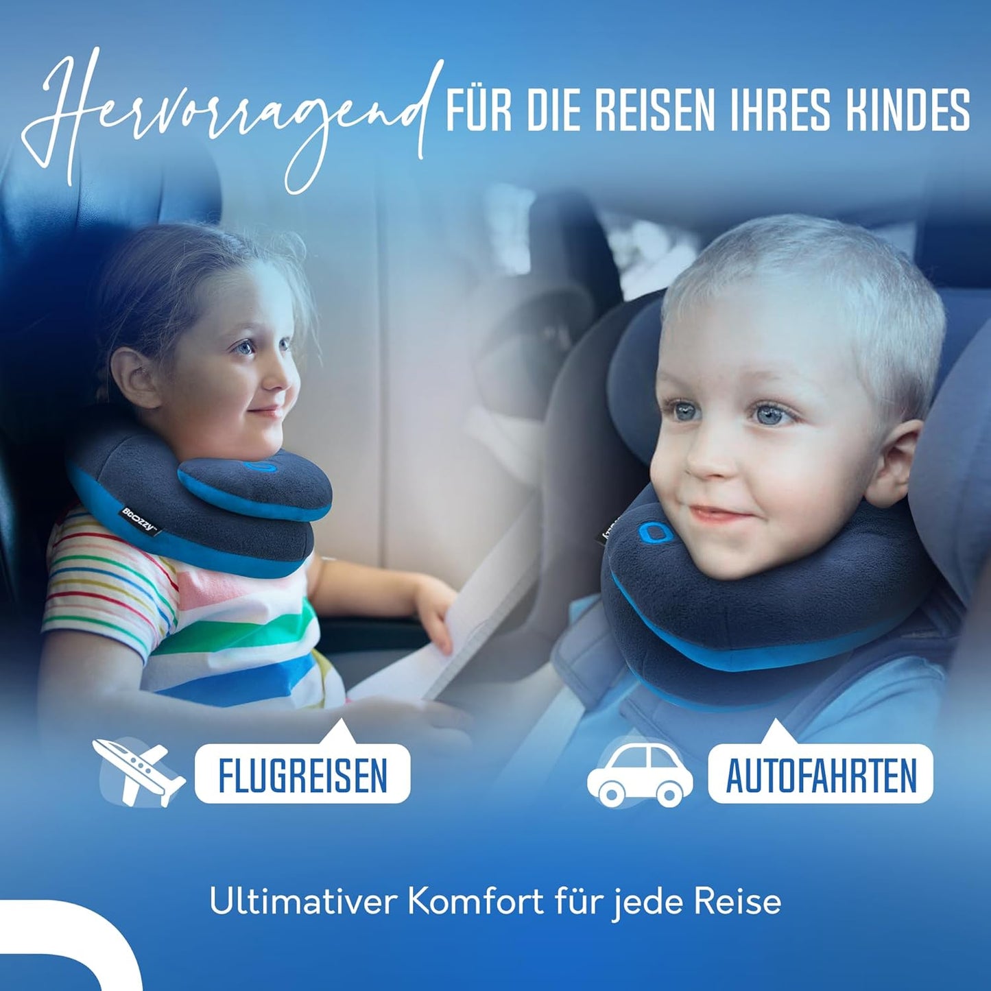 Auto-Nackenkissen für Kinder, Small (Kids 3-7 Y/O) Grau Silber