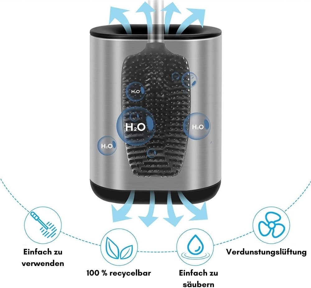 Toilettenbürste mit Silikonborsten, Silber