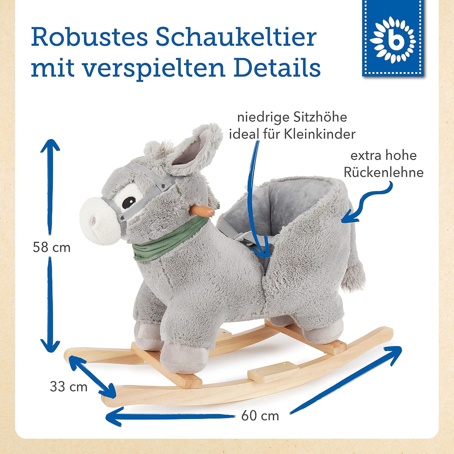 Schaukeltier Esel, Grau