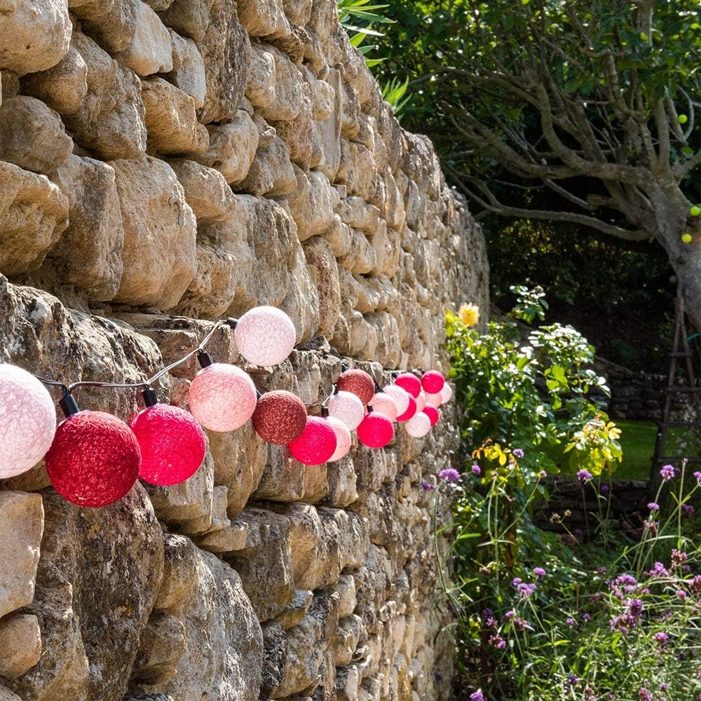 Aussengirlande mit Lichtkugeln, Kirschrot 16 Kugeln