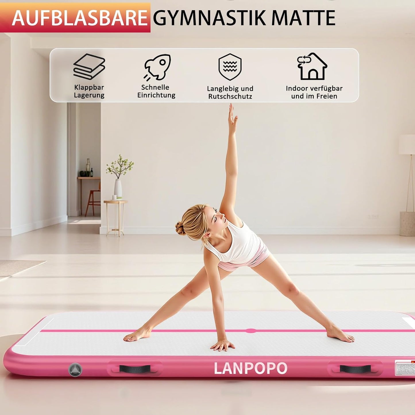 Aufblasbare Gymnastikmatte, 10ft*3.3ft*4in(300x100x10cm)
