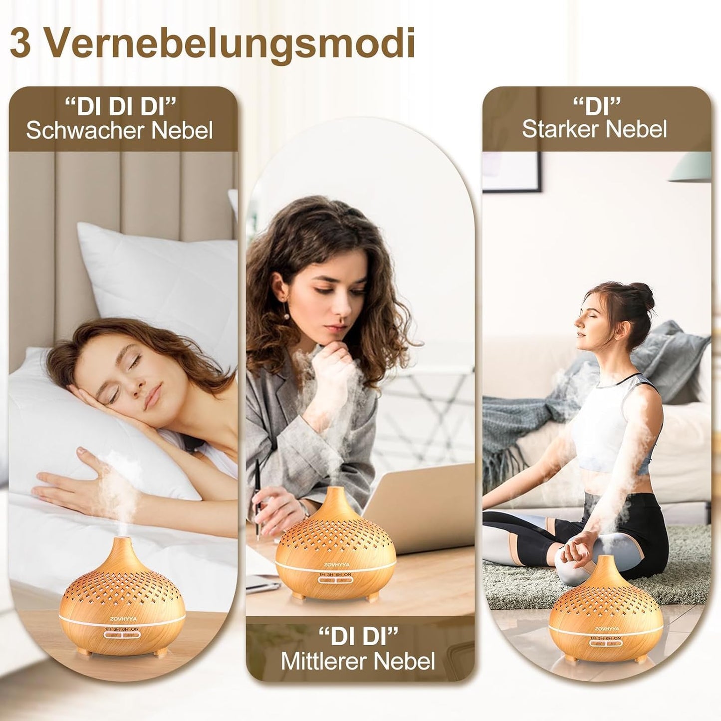 Aroma Diffuser mit 8 ätherischen Ölen und Fernbedienung, Gold3
