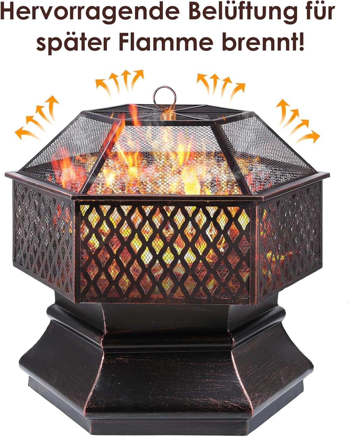 Feuerschale mit Grillrost, 26 Zoll - 66 * 66 * 63 cm