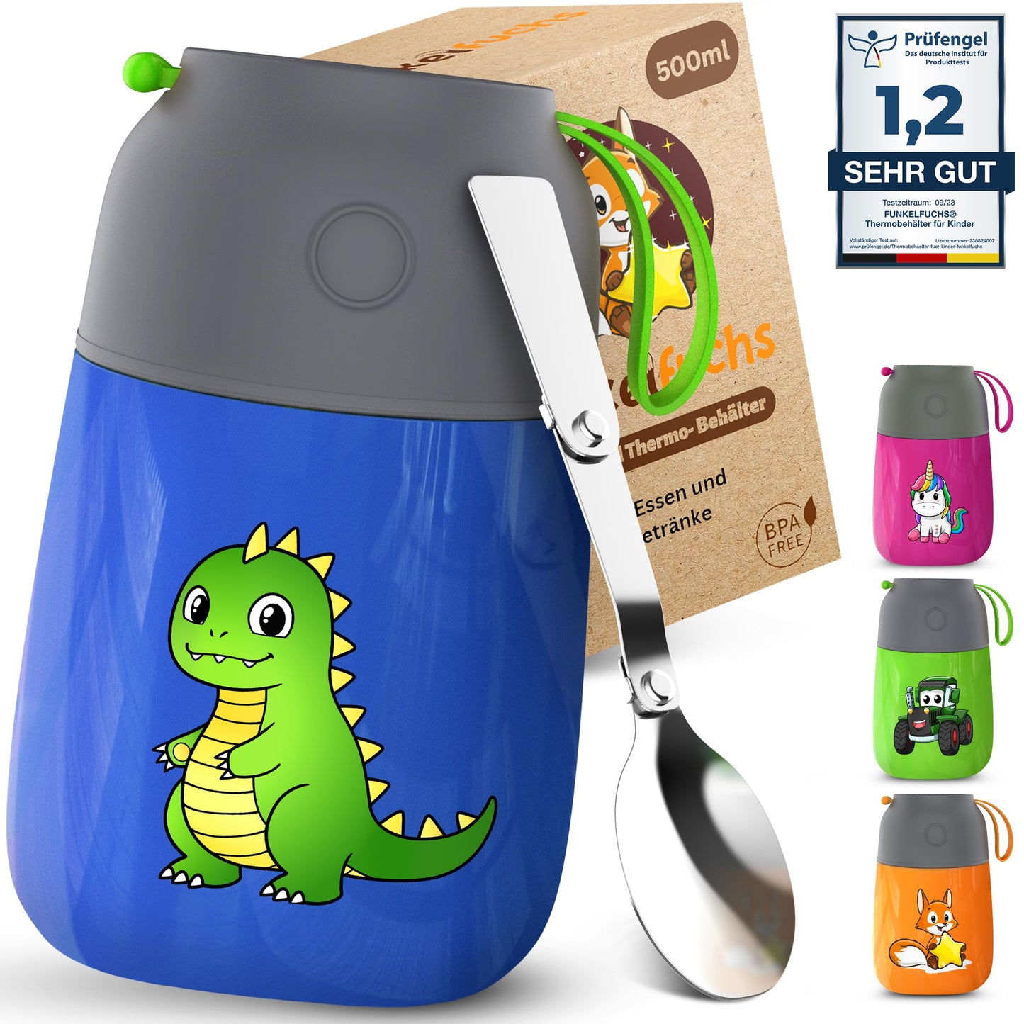 Thermobehälter für Kinderessen, 500ml, auslaufsicher, Blau