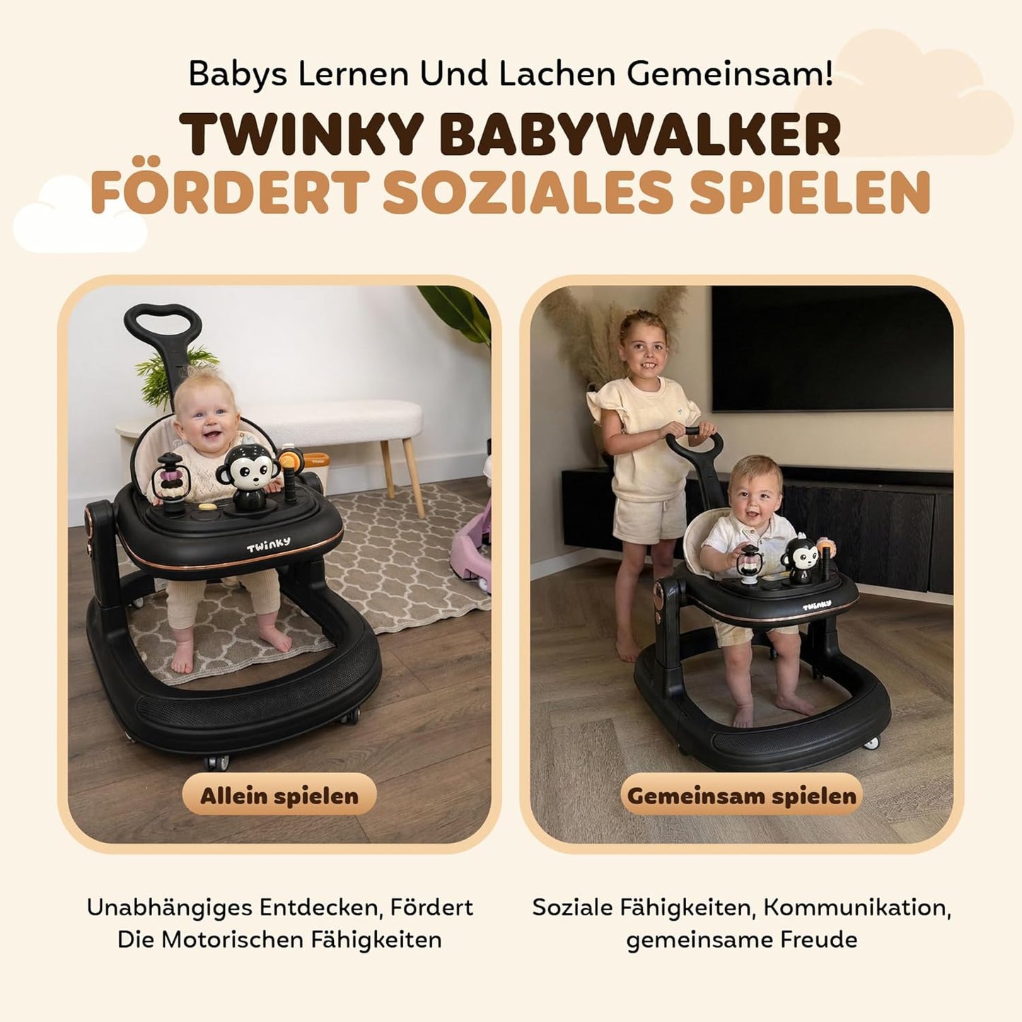 Lauflernhilfe mit Spielset und Bodenmatte, black and gold