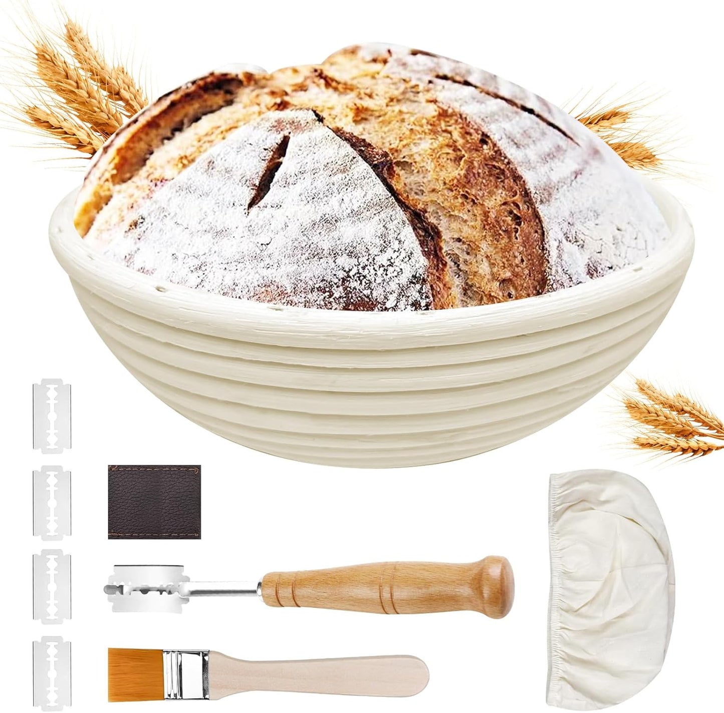 Brot-Gärkörbchen-Set, mit Bäckermesser