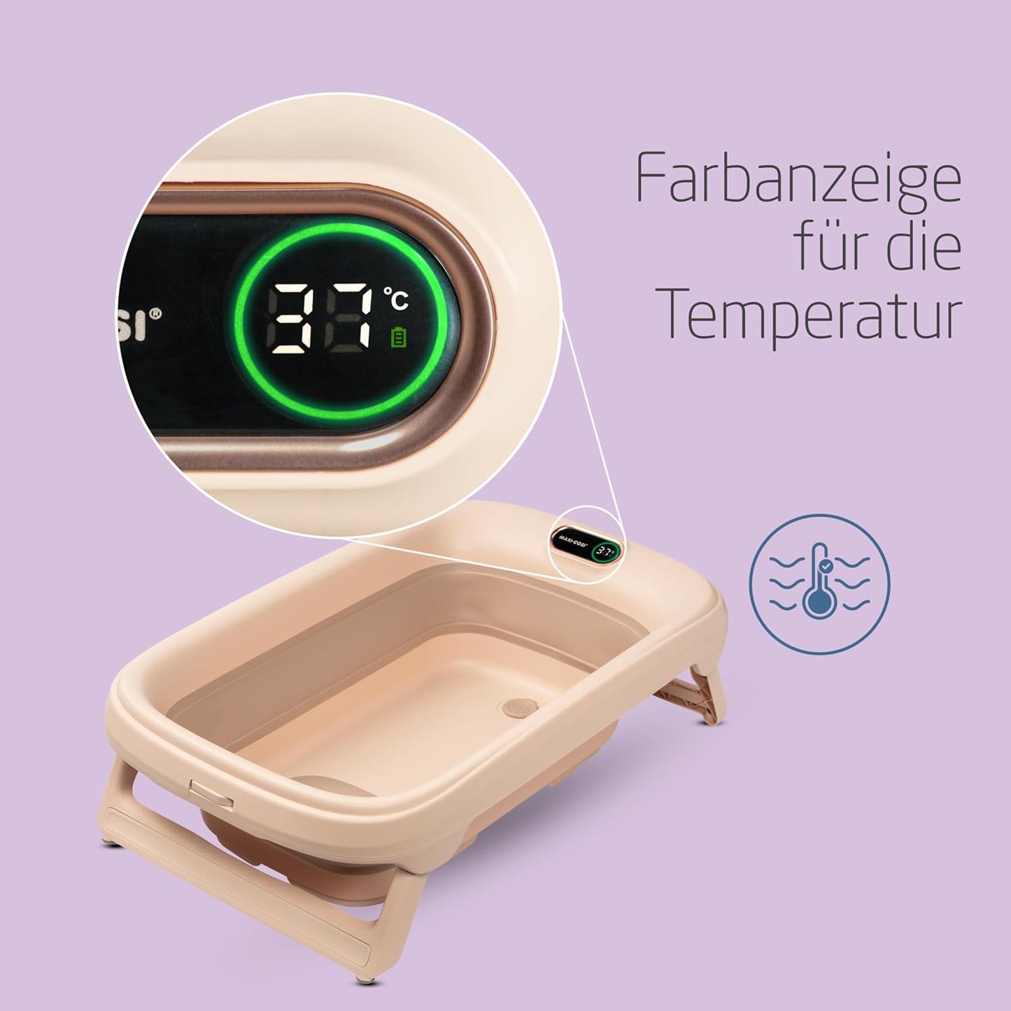 Faltbare Babybadewanne mit Thermometer Indigo, Muted Terra