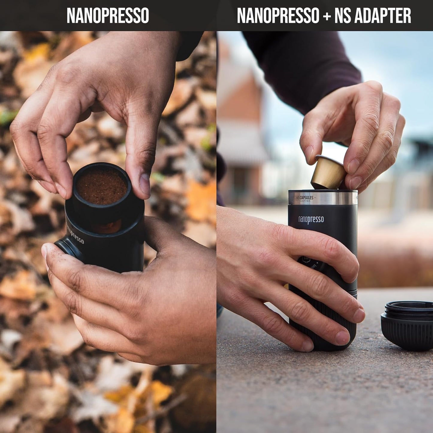 Nanopresso Tragbare Espressomaschine mit NS-Adapter, Dunkelgrau-manuell