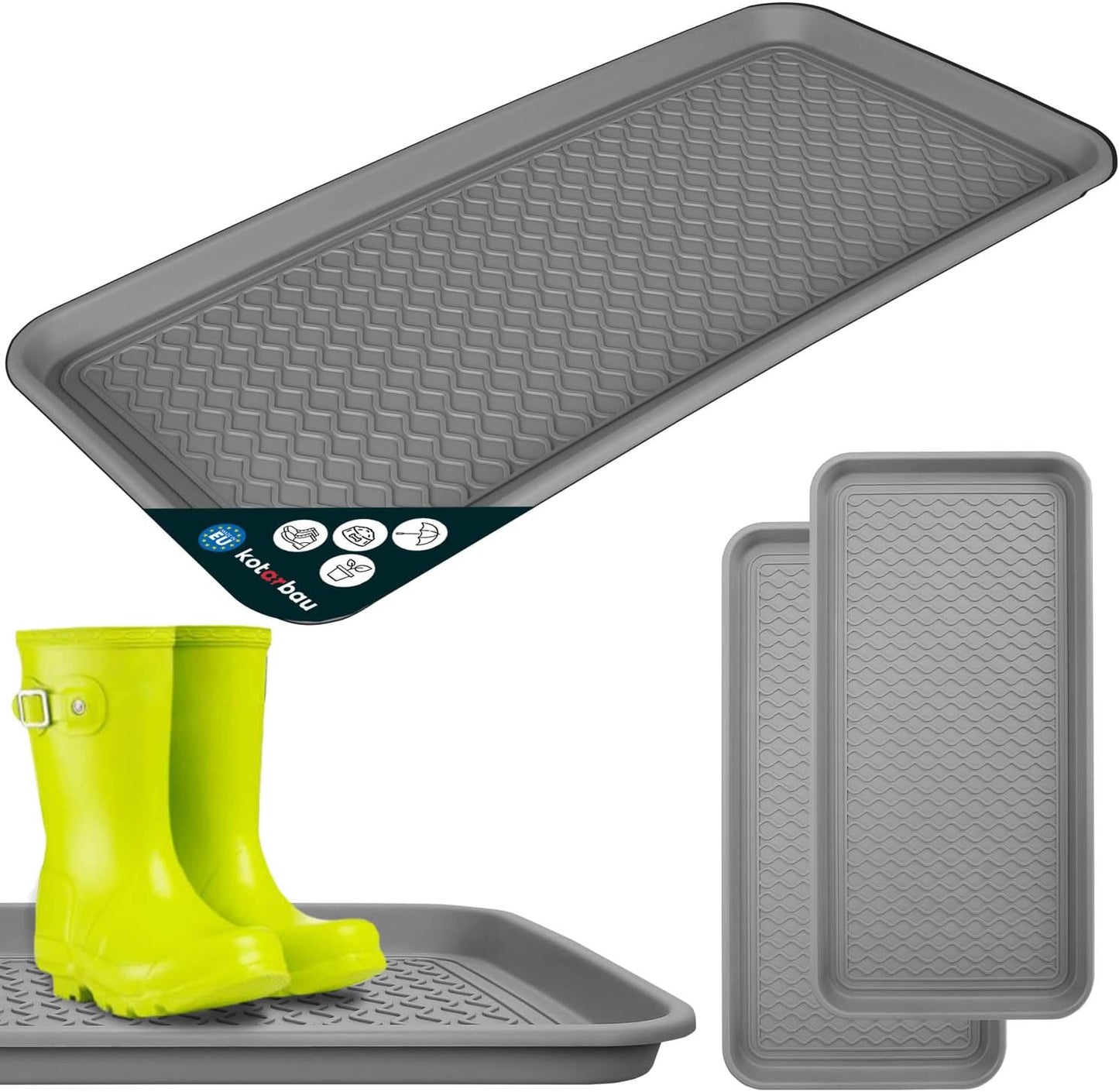 2er-Set Schuhabtropfschale, 38 x 76 cm (2er Set) Grau