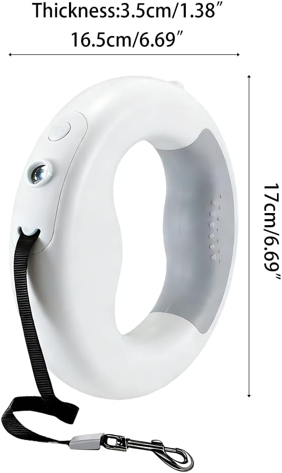 Rollleine mit LED-Licht, Ohne Kotbeutel Weiss