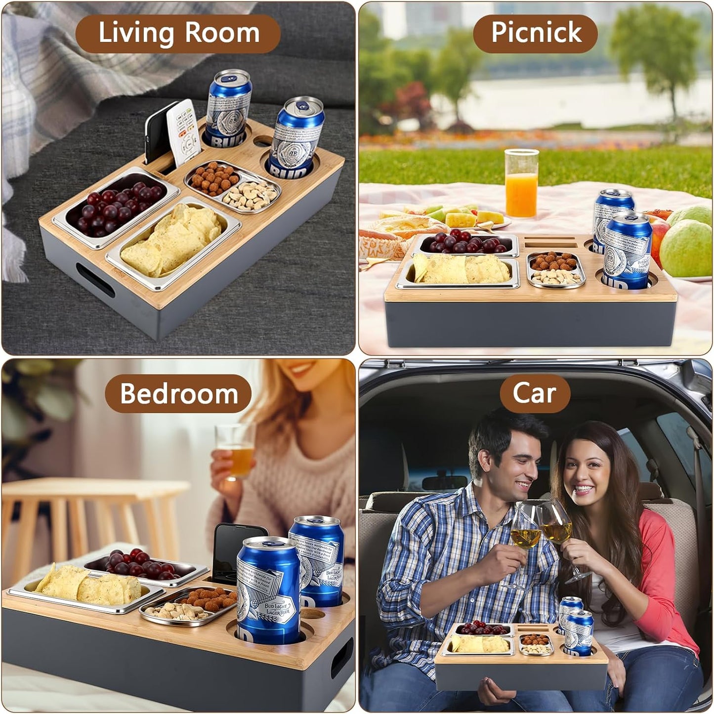 Couchbar mit Snackschalen