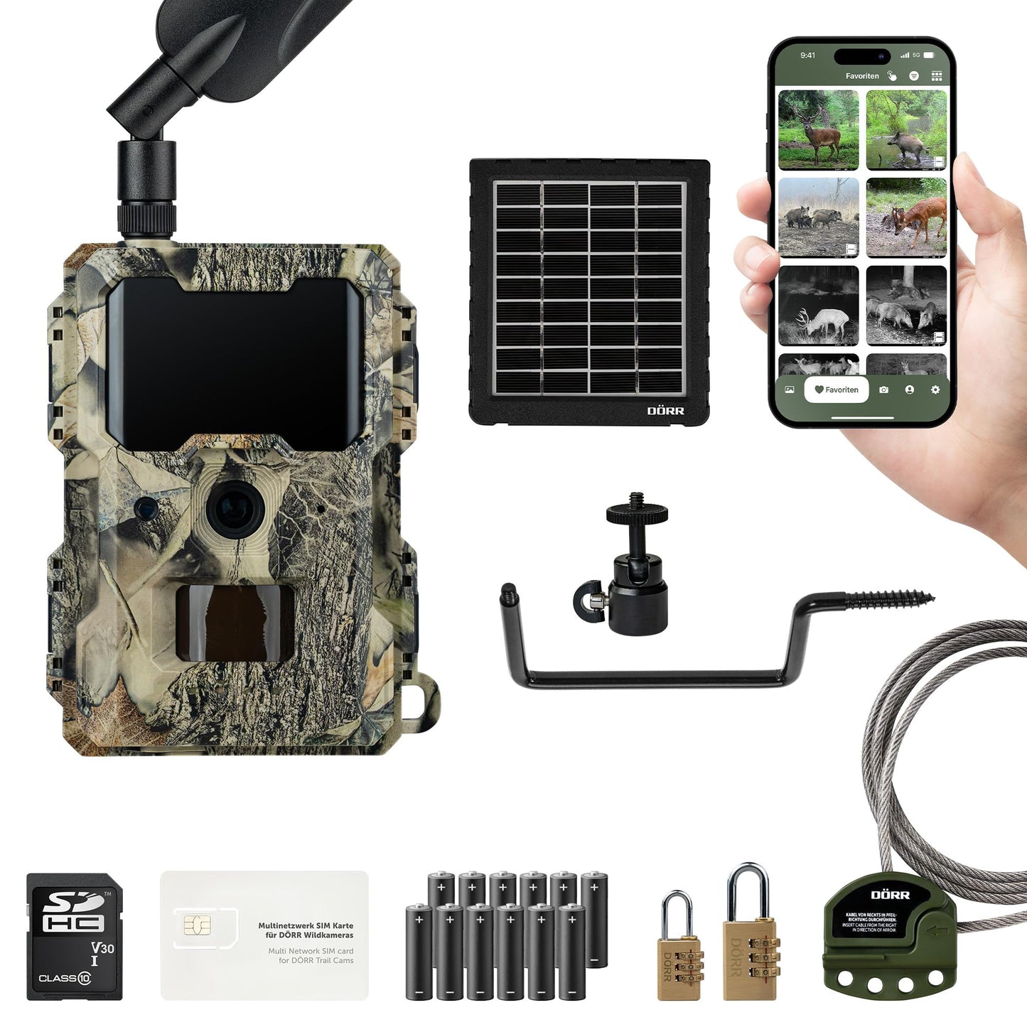 Wildkamera mit Solar-Set und App-Steuerung, Solar-Set