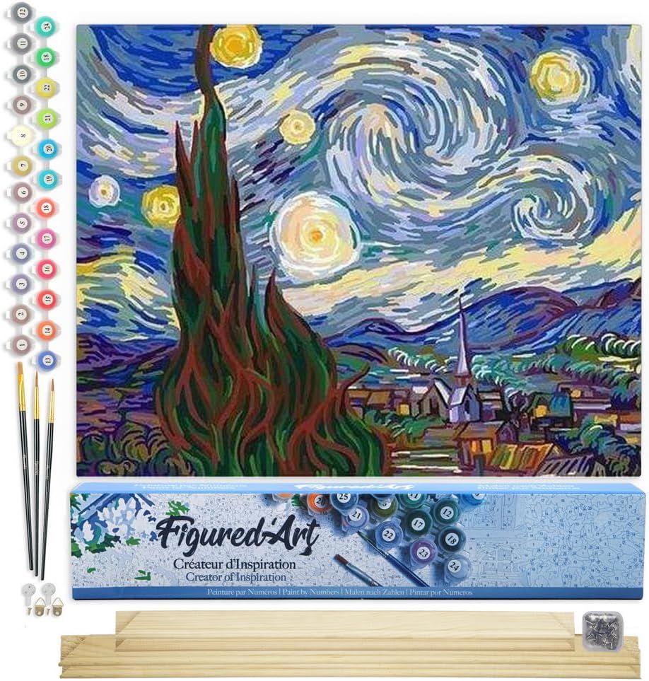 Malen nach Zahlen Set Van Gogh Sternennacht, Van Gogh Sternennacht 40x50cm Mit Keilrahmen (nicht gespannt)