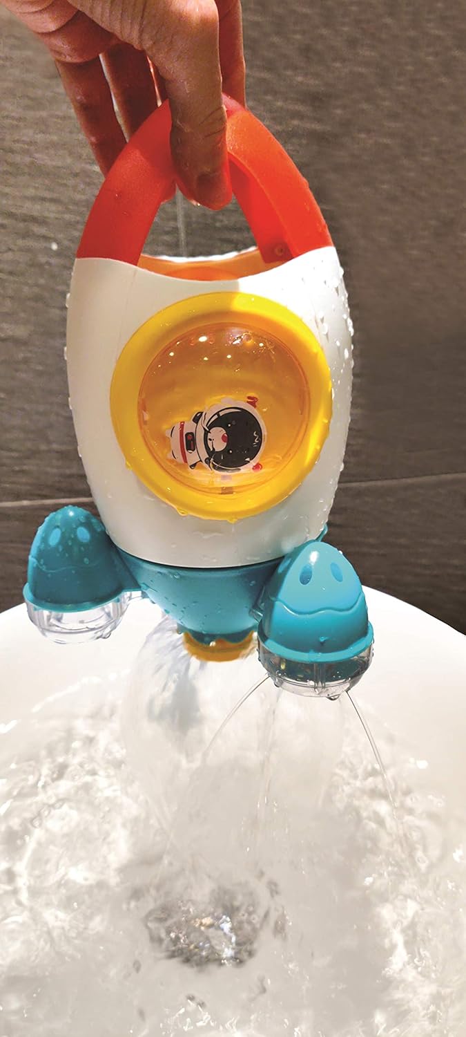 Space rocket bath toy set with 3 squeezable animals, Rakete