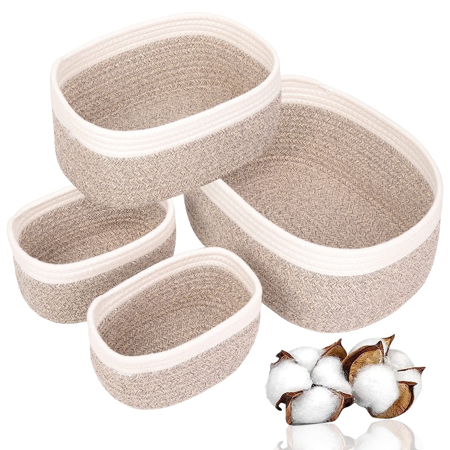 4-teiliges Aufbewahrungskorb-Set, Beigebraun/4 Pcs
