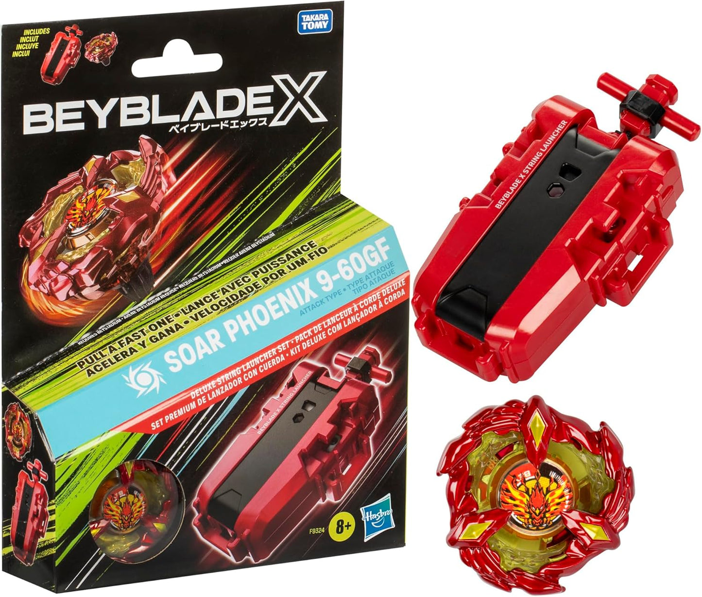 Beyblade X Soar Phoenix 9-60GF Deluxe Schnur-Starter Set, SOAR PHOENIX & LAUNCHER