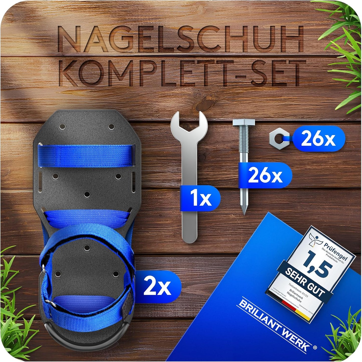 Nagelschuhe mit Klettverschluss, eine Nagellänge (lang)
