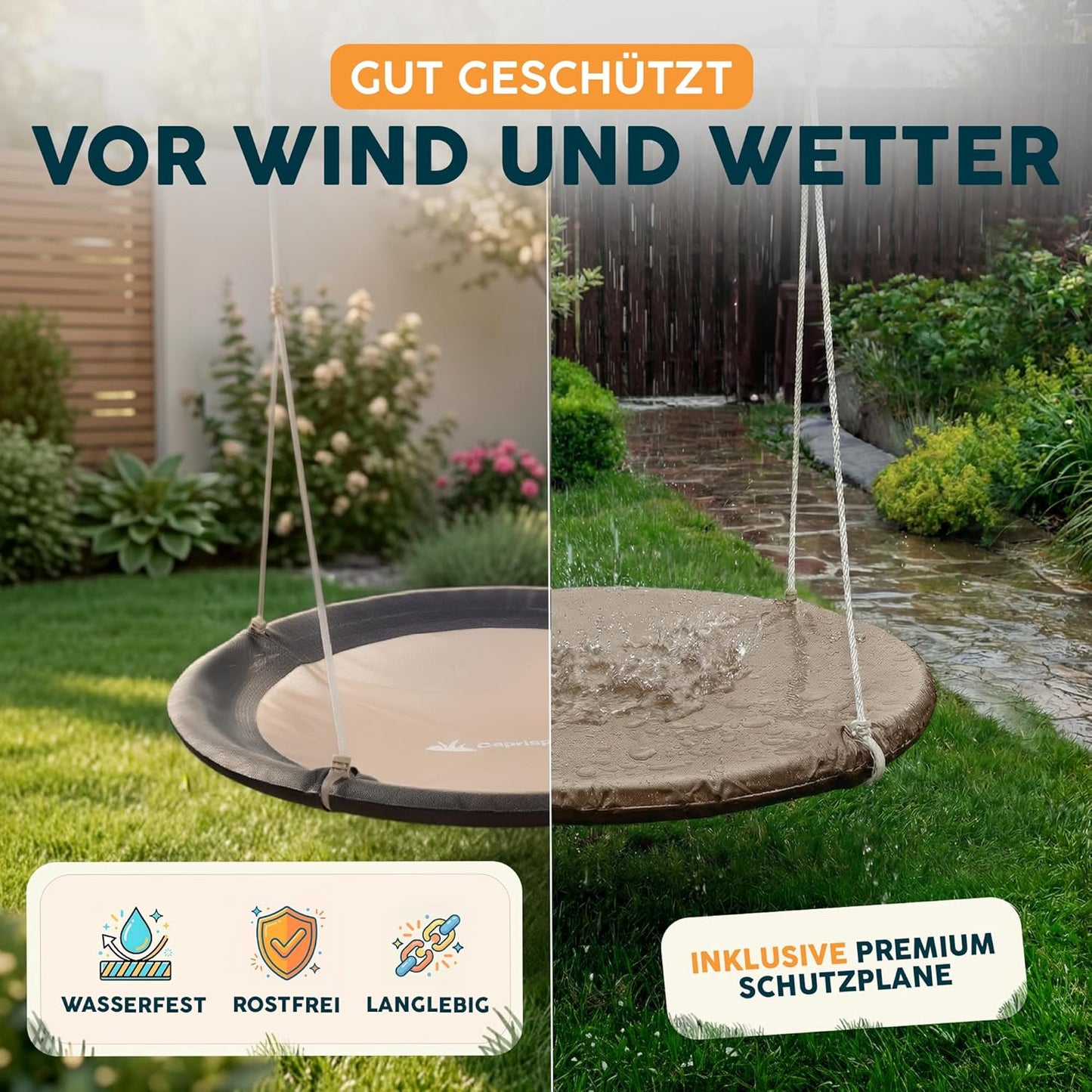 Höhenverstellbare Nestschaukel mit Schutzplane, Graphit