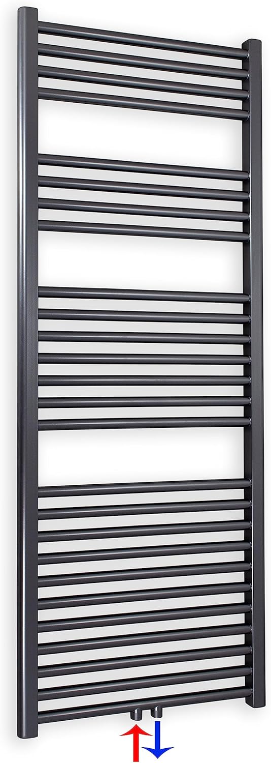 Handtuchwärmer mit Mittelanschluss 50 mm, 1424 x 600 mm Anthrazit