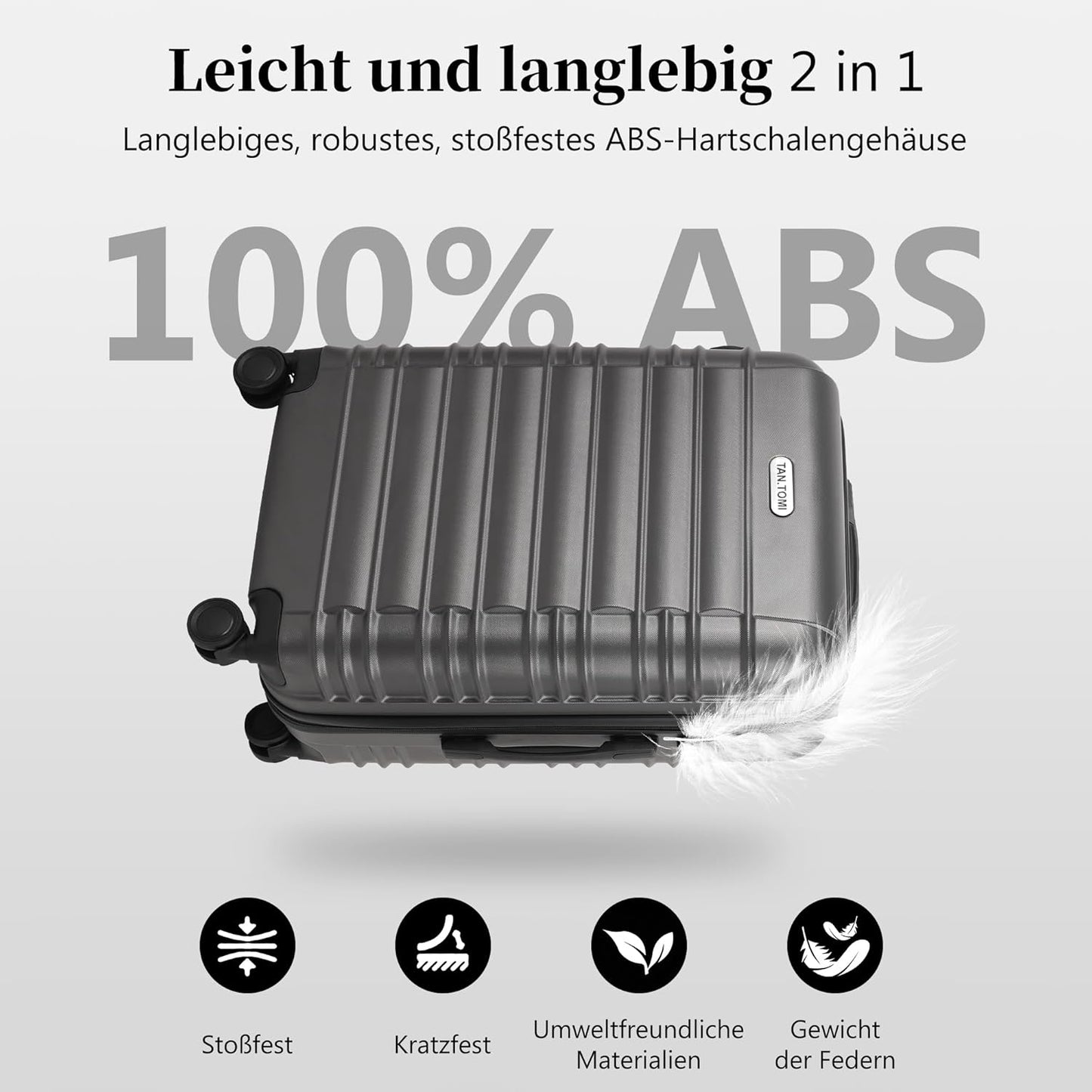 Hartschalen-Trolley mit Zahlenschloss (65L), Dunkelgrau Koffer L