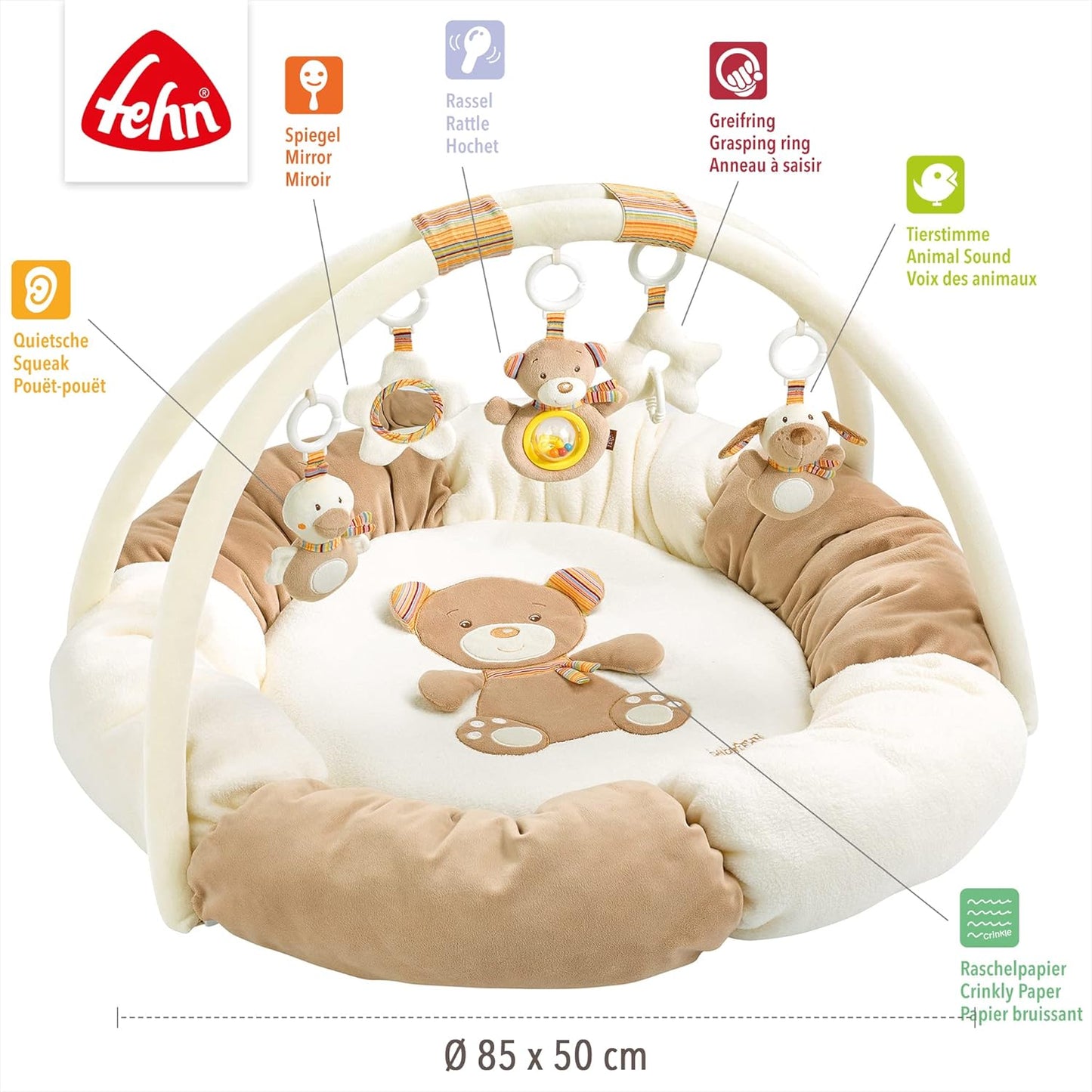 3-D-Activity-Nest Bär Rainbow mit Spielbogen und Krabbeldecke, Rainbow