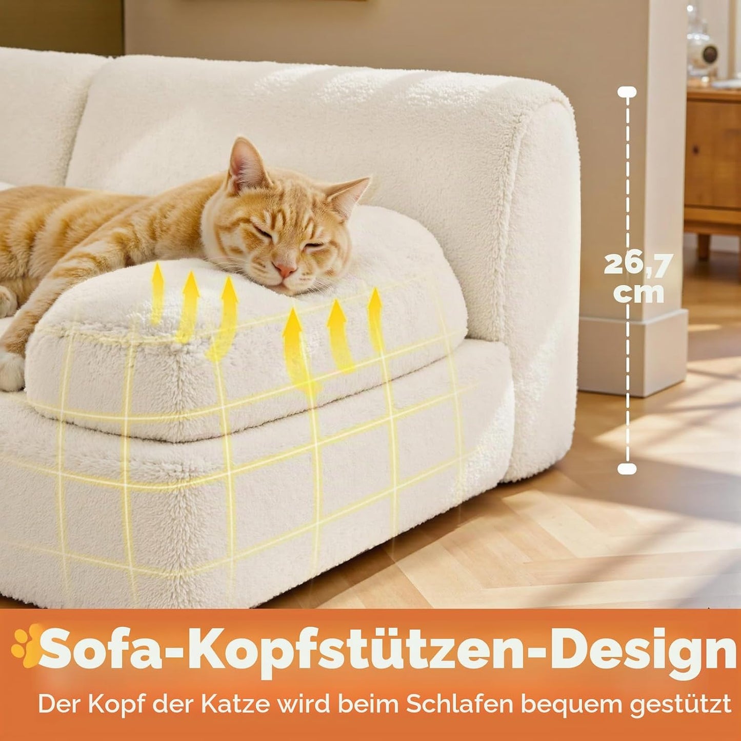 Orthopädisches Katzen- und Hundesofa mit abnehmbarem Bezug, Milky white 1