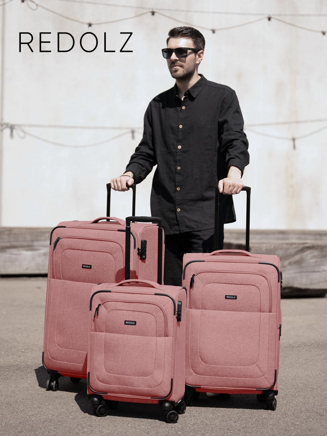 Essentials 12 THREE SET 4-Rollen Kofferset 3-tlg. mit Dehnfalte, Kofferset (3-teilig) 4-Rad erweiterbar Rose