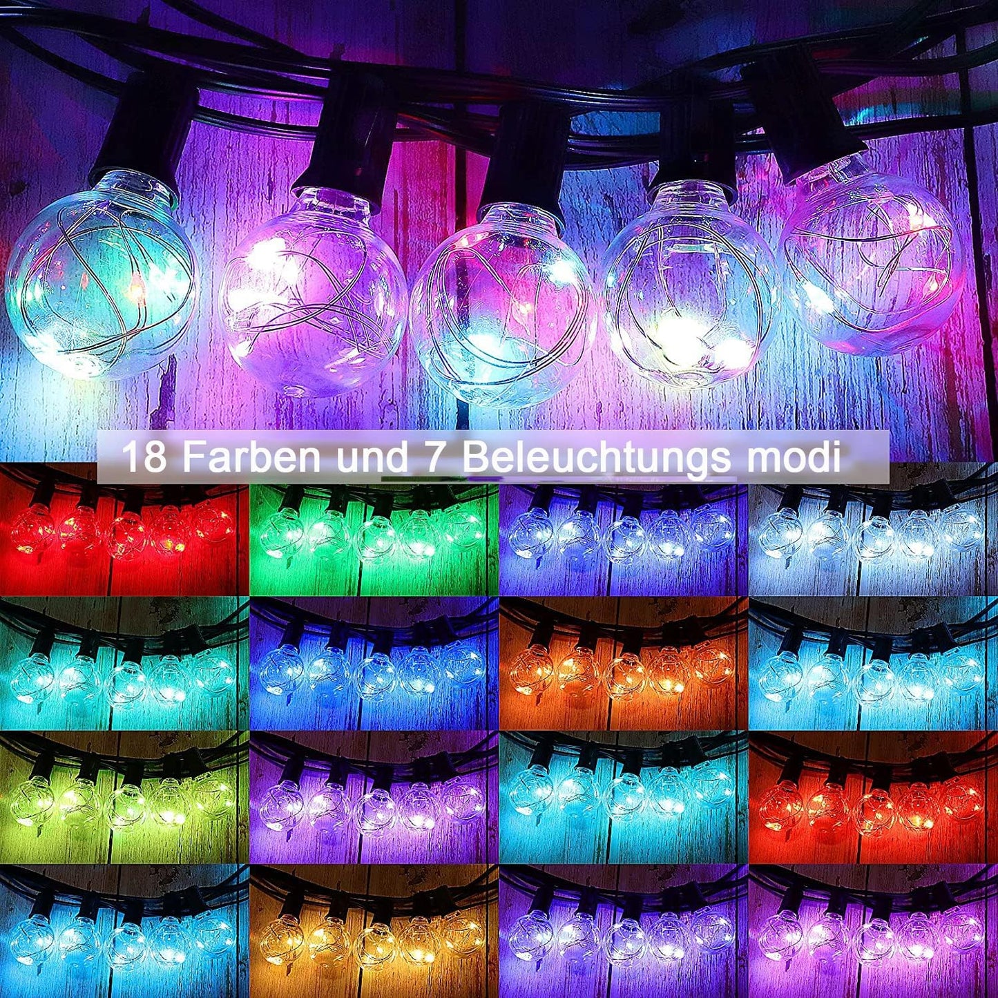 Glühbirnen-Lichterkette, 9m 30led 16 Farbe