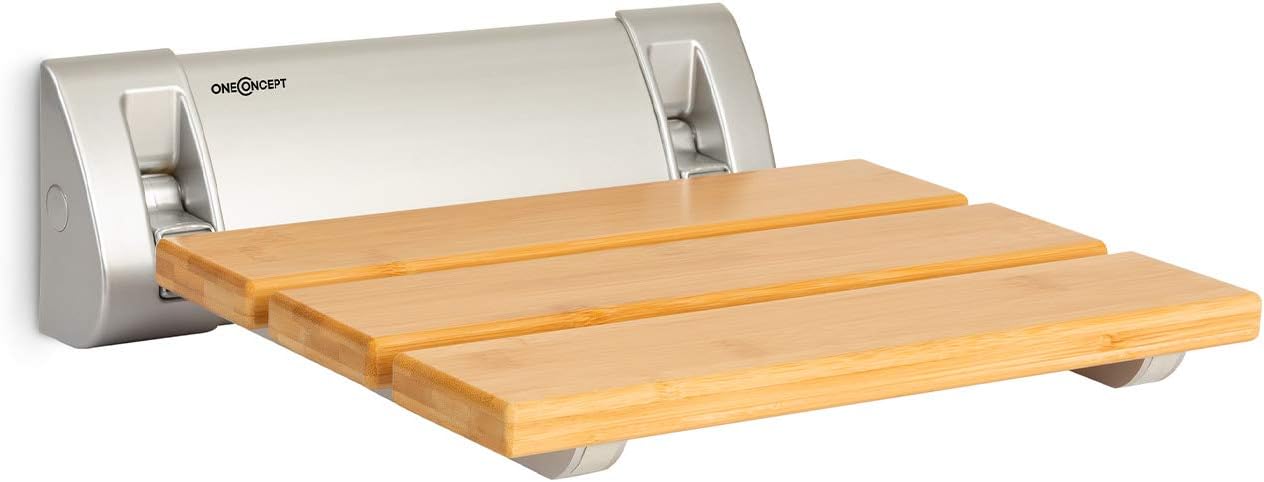 Klappbarer Duschsitz Arielle mit Bambus-Sitzfläche, Arielle, Braun