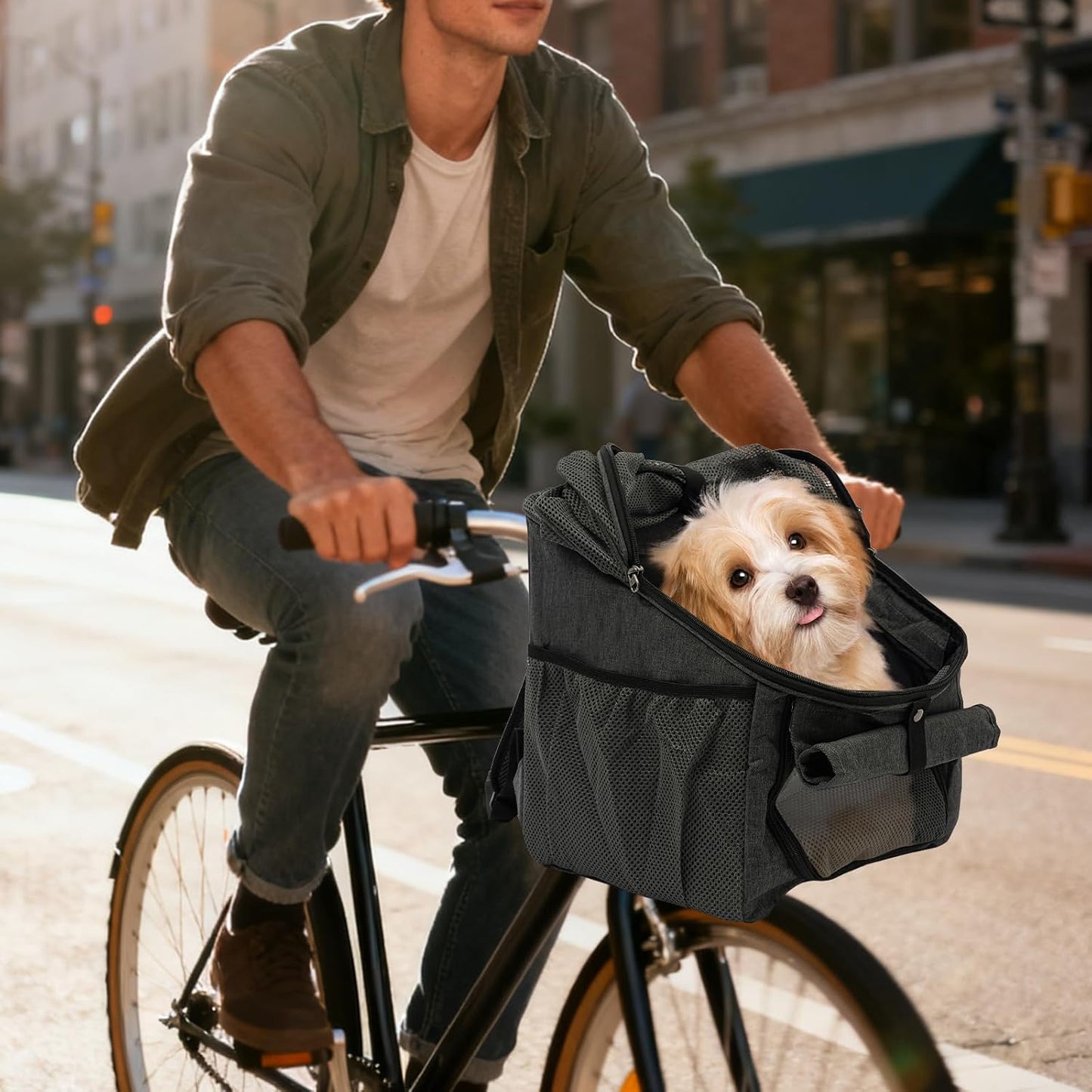 Faltbarer Fahrrad-Hundekorb, Grau