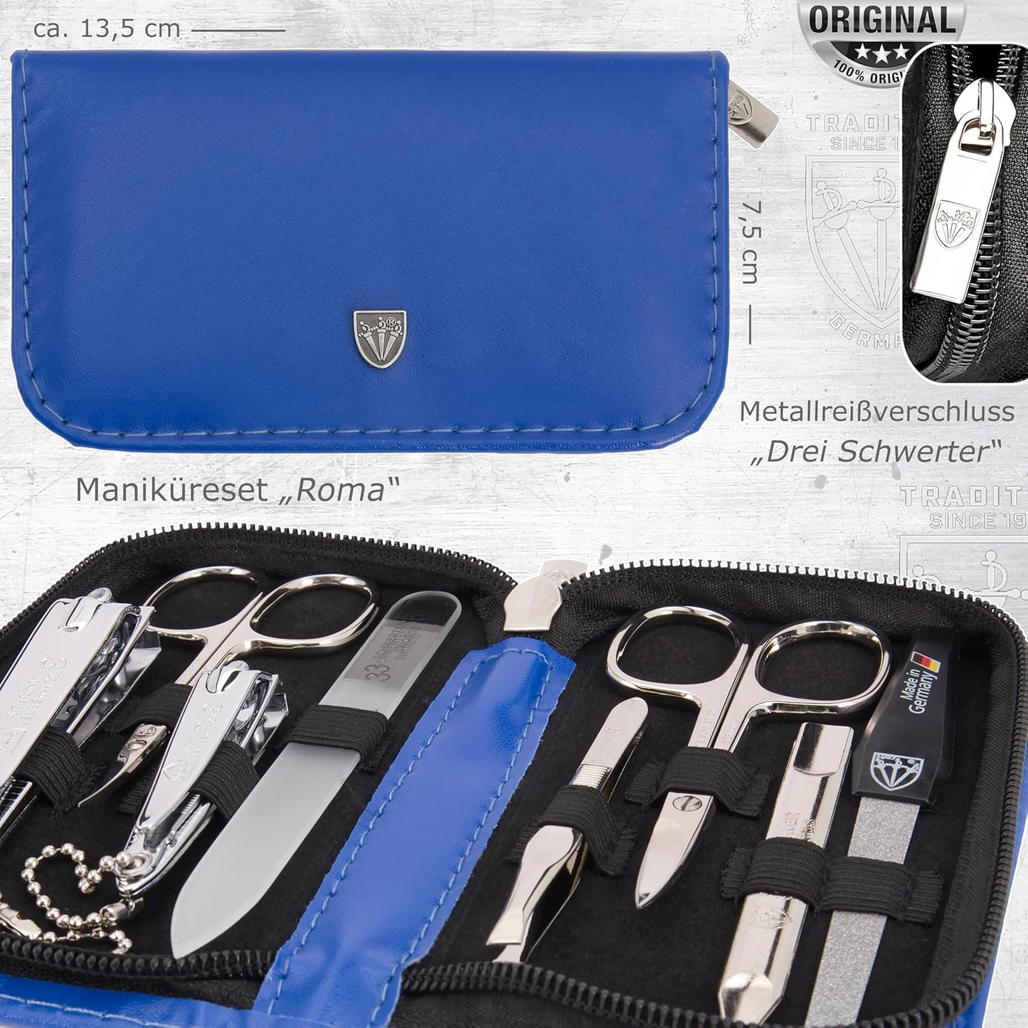 ‎5413 F N - 8-teiliges Roma Maniküre Set, BLAU