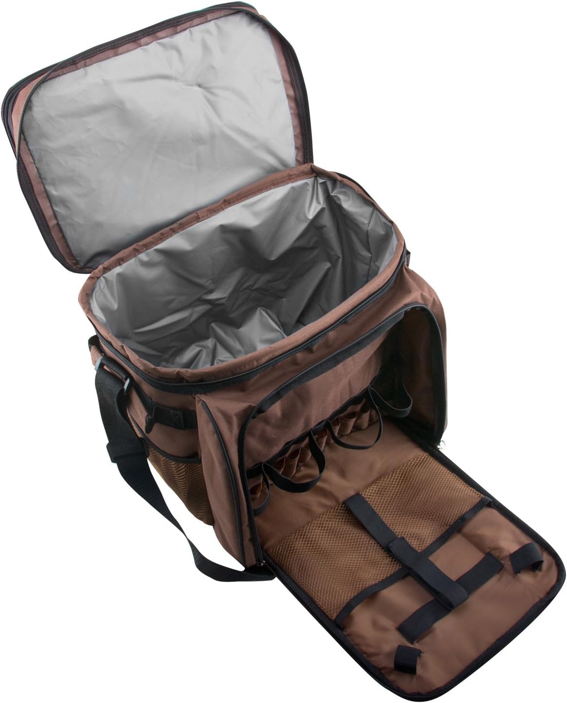 Picknicktasche mit Kühltasche und Zubehör, Braun