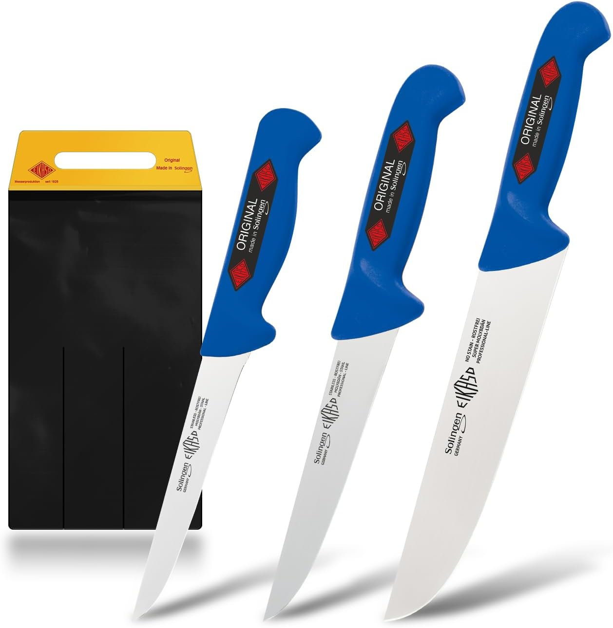 3-teiliges Fleisch- und Schlachtmesserset mit Messertasche, Blau