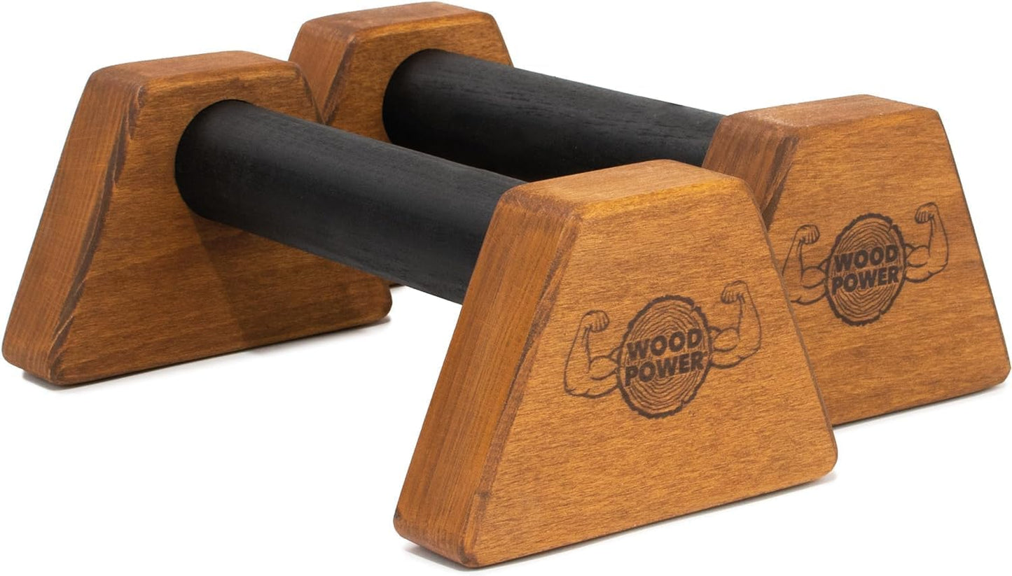 PowerBars Holz-Parallettes für Calisthenics, Braun