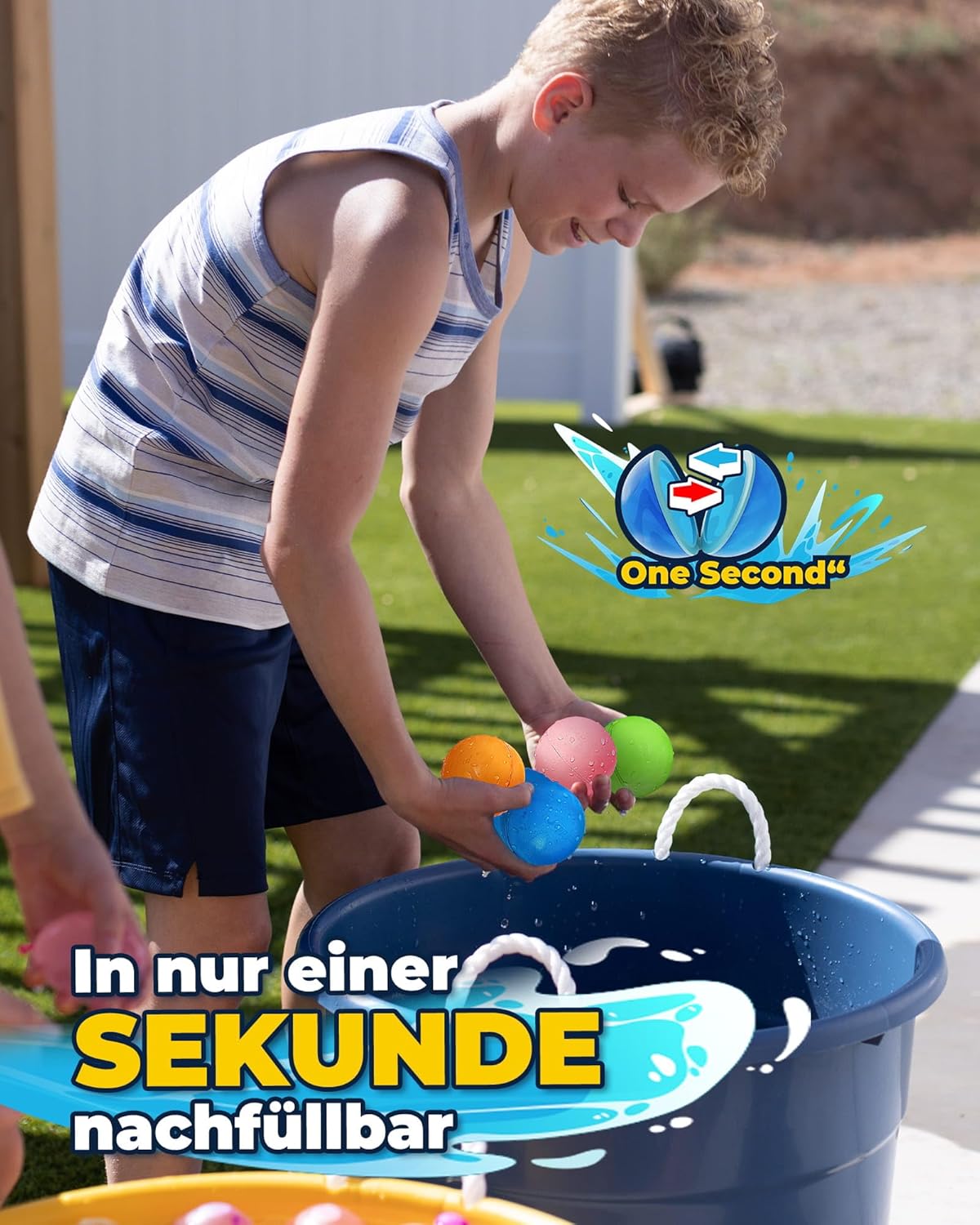 8x wiederverwendbare Wasserbomben, Blau, Grün, Rosa, Gelb, Mehrfarbig