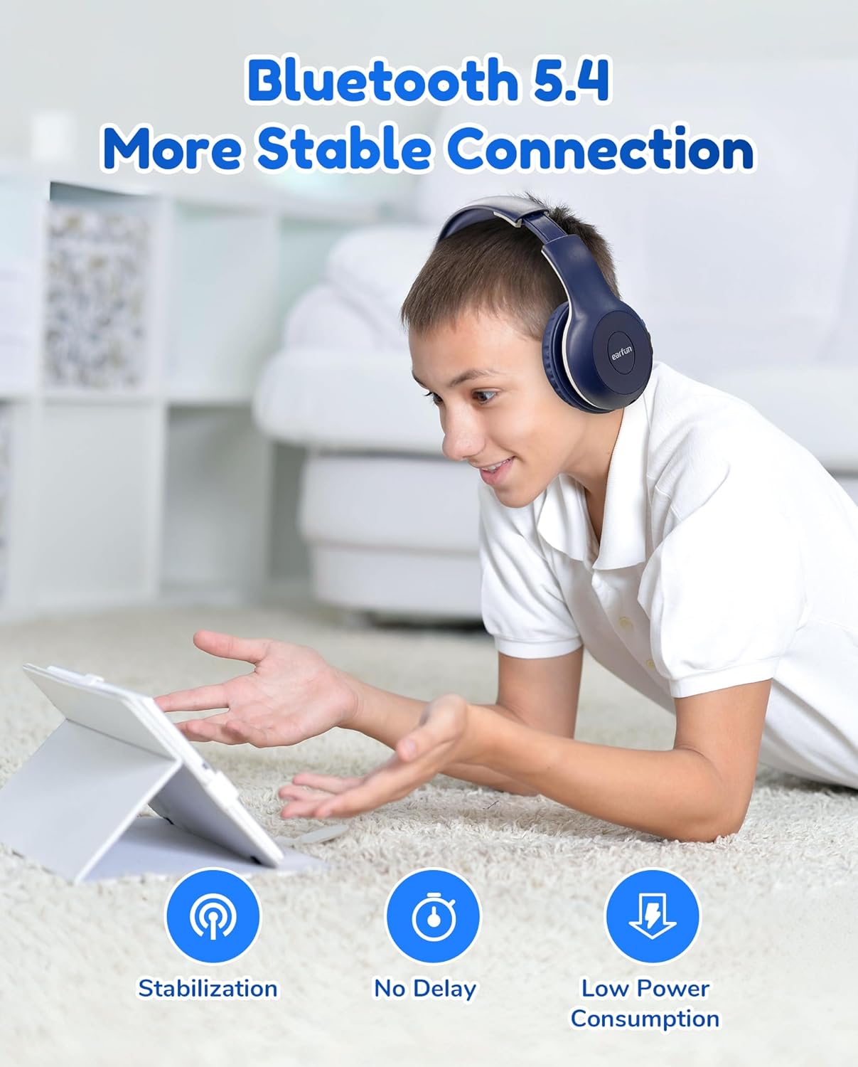 Bluetooth Kopfhörer für Kinder, faltbar, 85/94dBA Marineblau