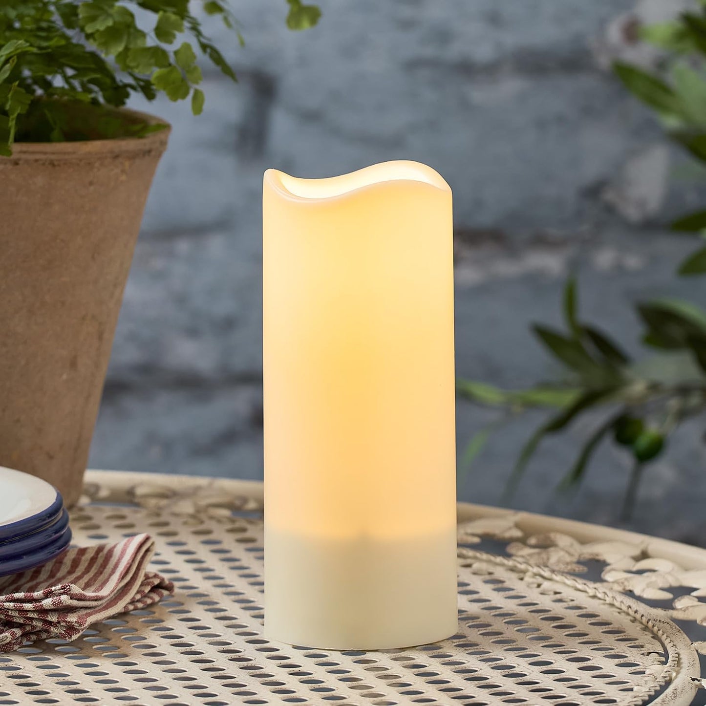 Wasserdichte TruGlow-Solarkerzen, 3 Stück, 3er Set Warmweiss