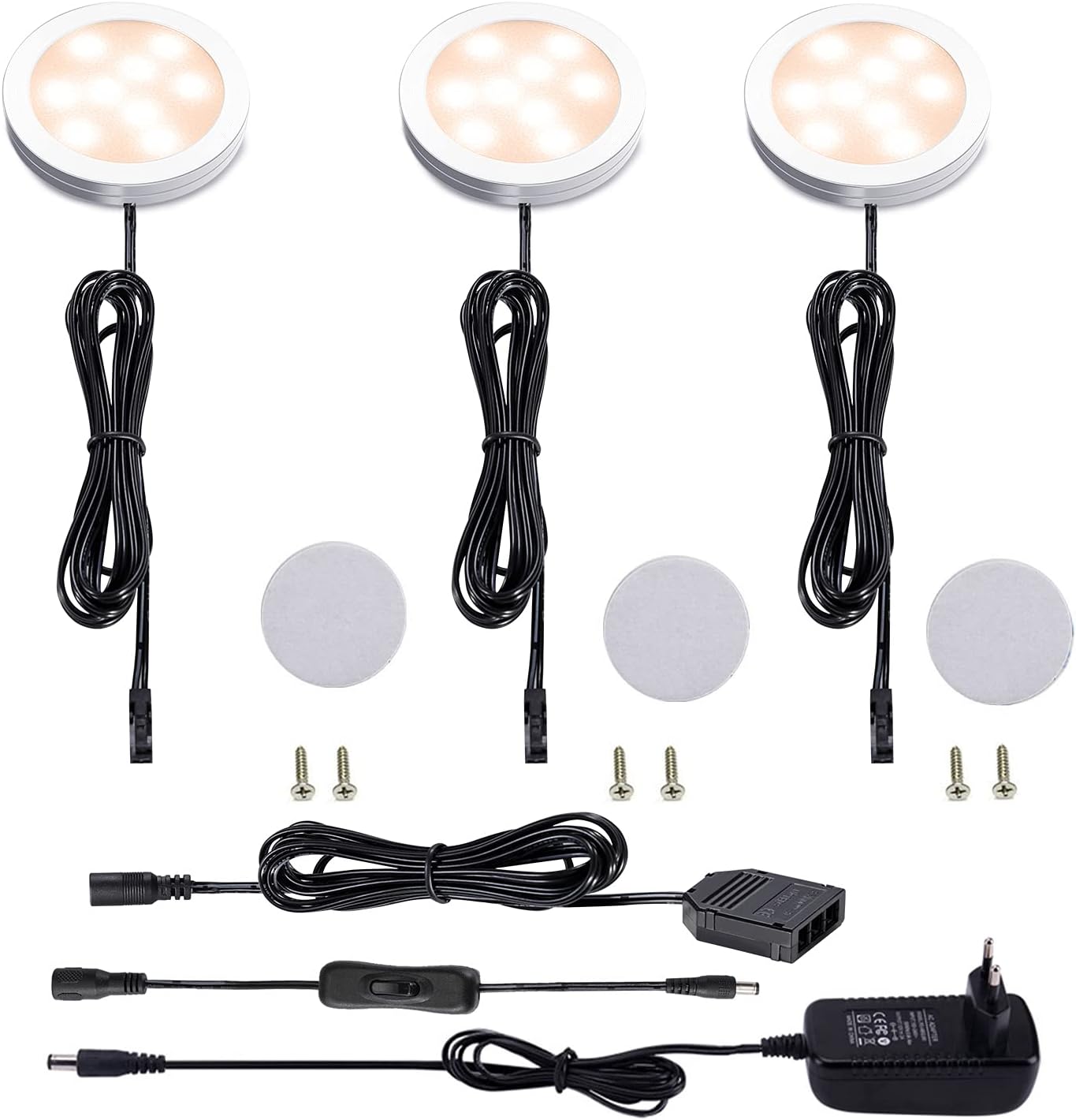 LED-Unterbauleuchte mit Schalter, Warmweiss 3 Stück