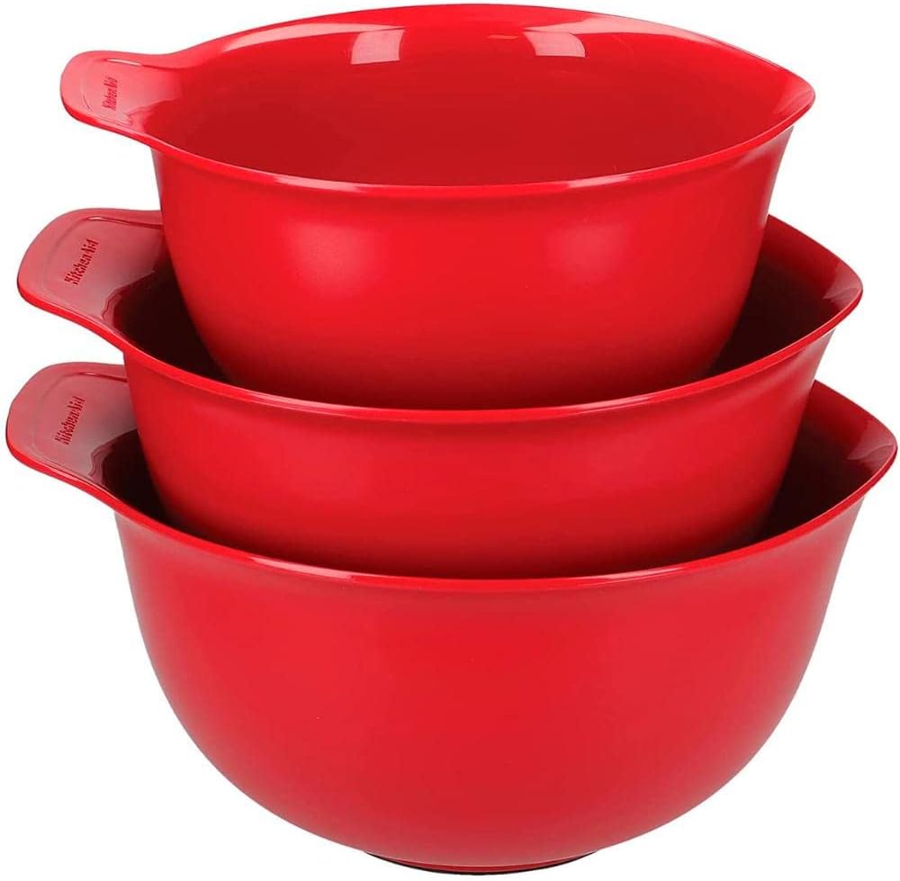 3er-Rührschüssel-Set, spülmaschinenfest, stapelbar, rutschfest, 3rd-Set, Einfarbig