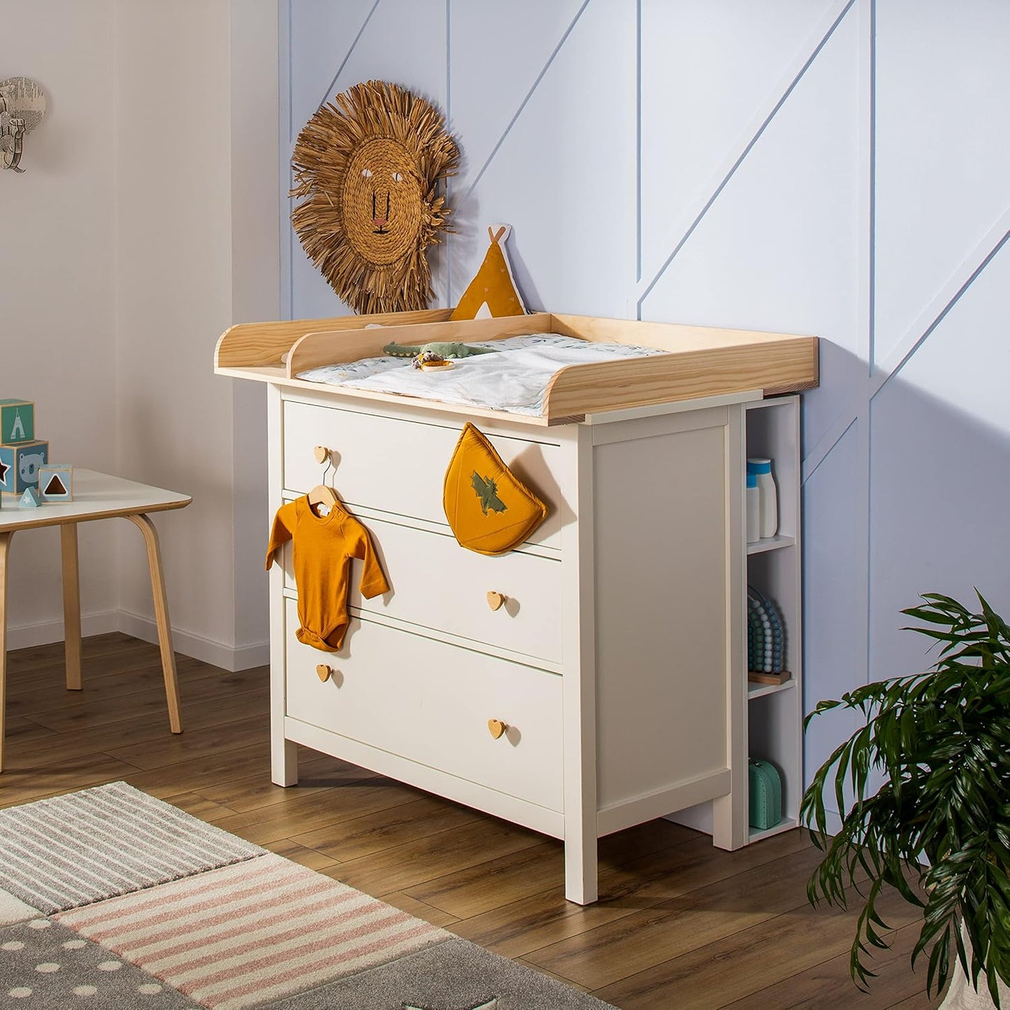 Wickelaufsatz Pelle für Kommoden 108x80 cm, Holz + Trennfach 108 cm