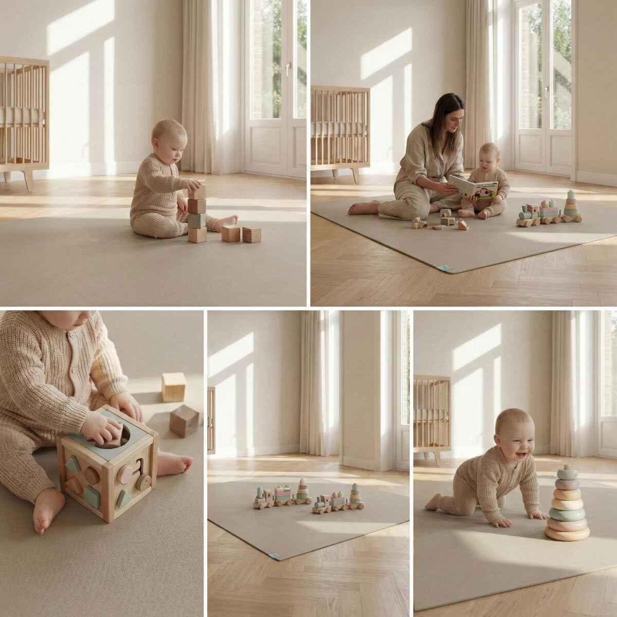 Anti-Rutsch Krabbelmatte, Sand / Beige 120x200 cm (1er Pack)