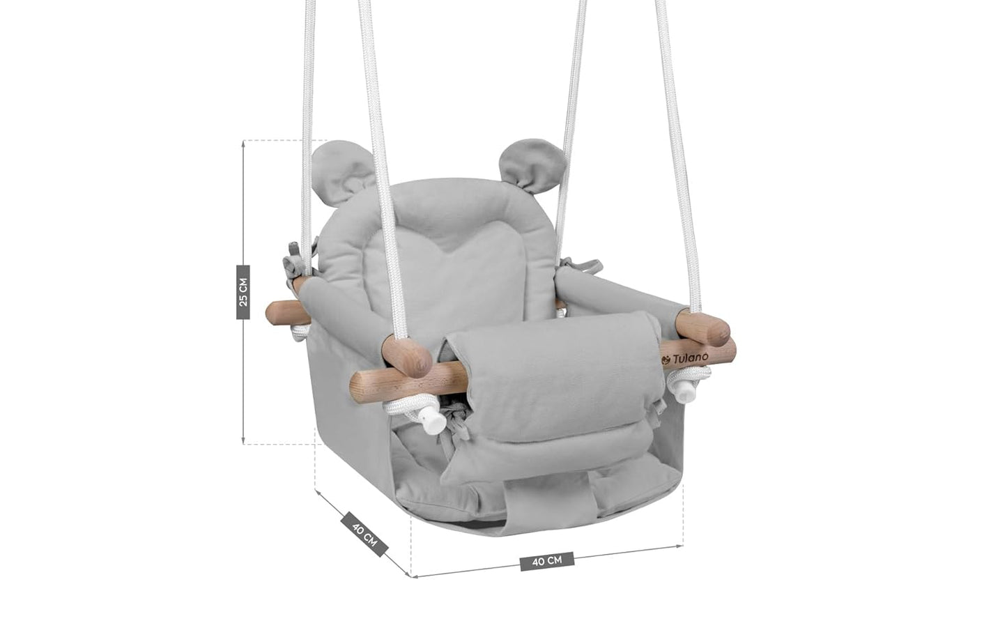 Baby Schaukel mit Sicherheitsgurt & Kissen, Grau