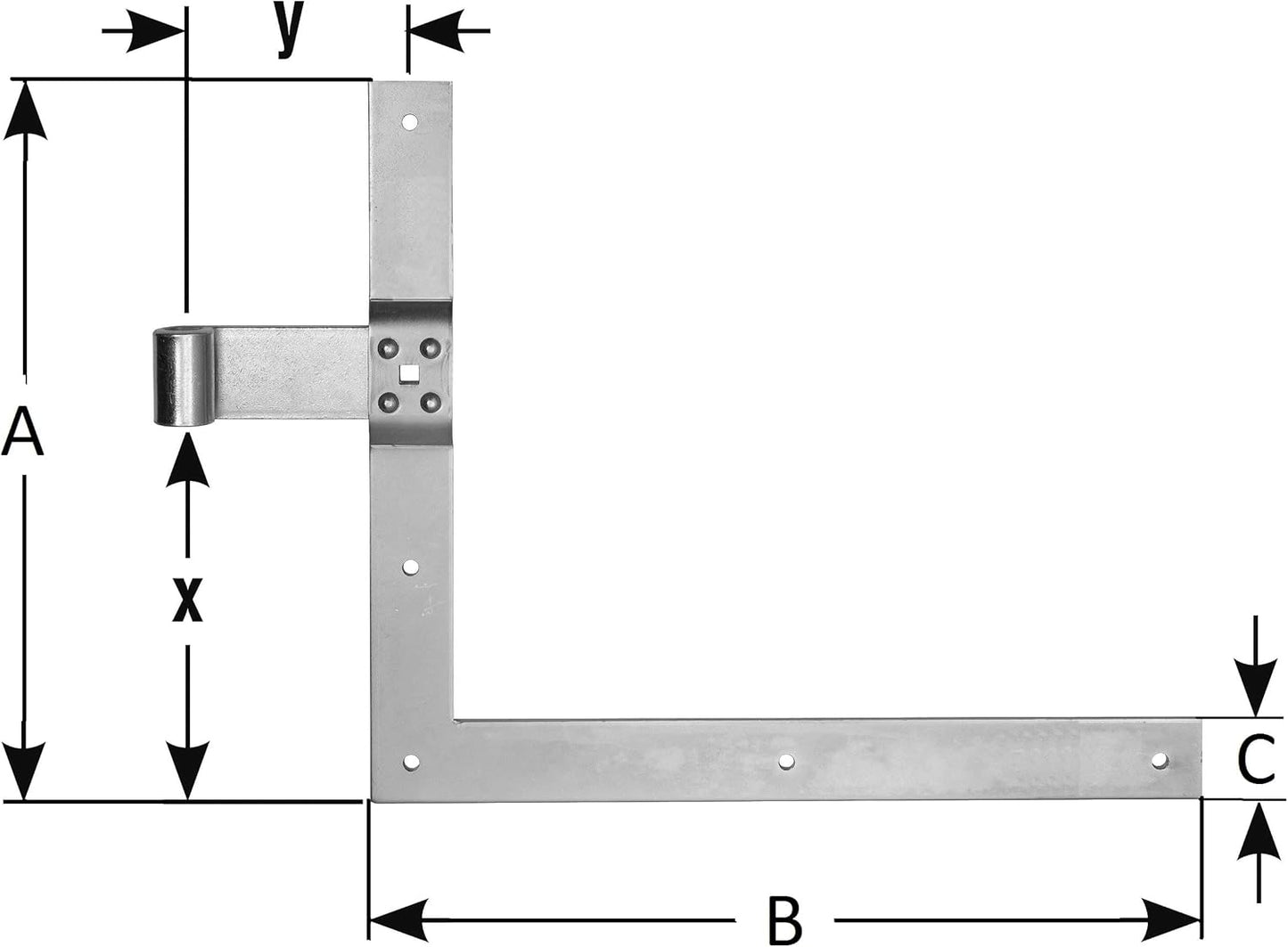 Baubeschläge Winkelband Rolle, Durchmesser 16 mm, 400 x 800 mm Material = Stahl Roh, Hell Verzinkt